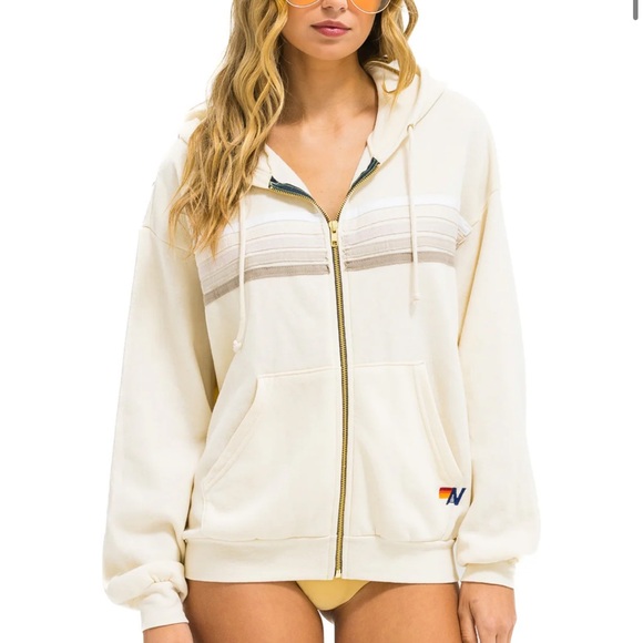 5 Stripe Zip Hoodie Sweatshirt - Picture 1 of 3